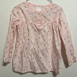 Carter’s Long sleeve dress shirt size 4T  light pink with little bird prints